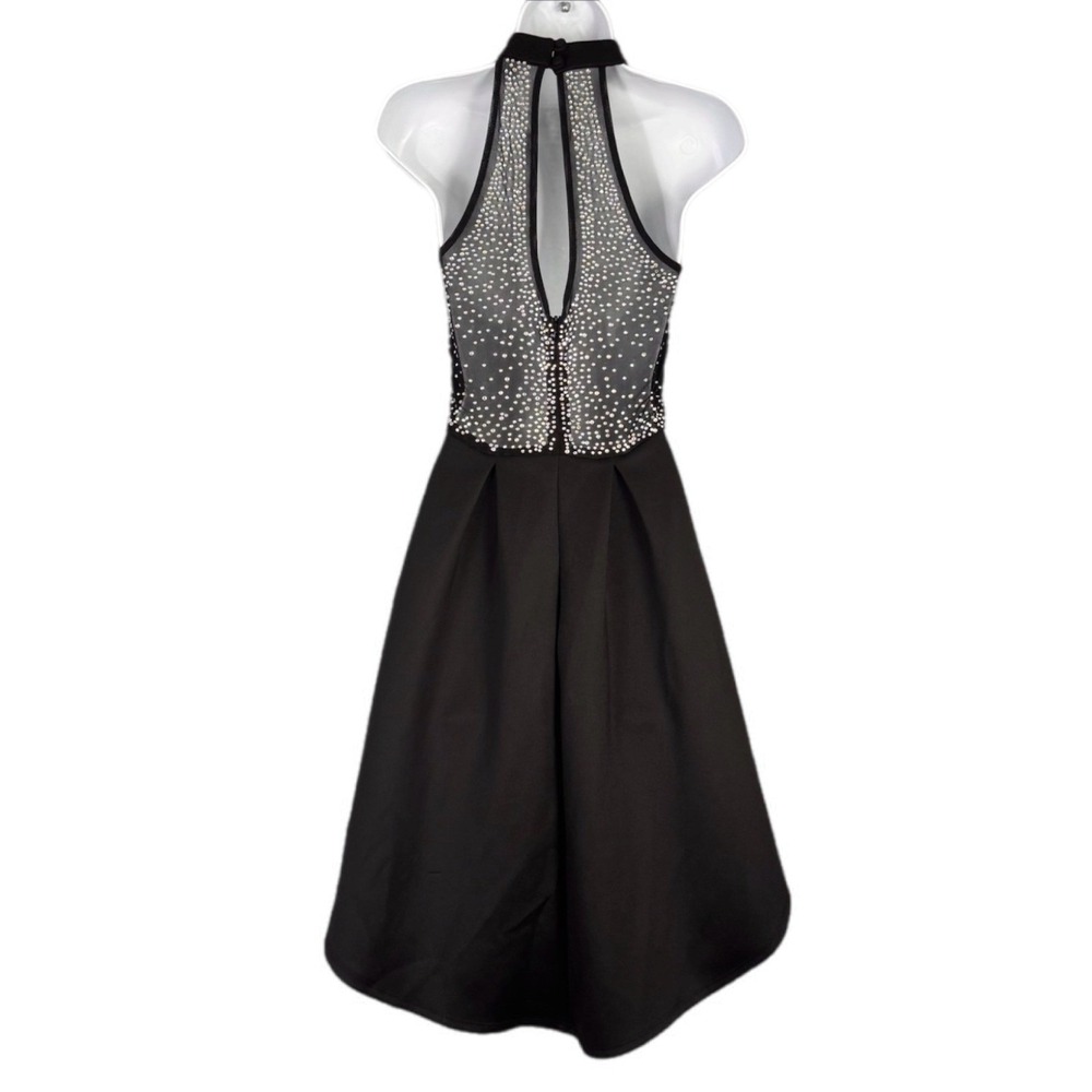 B. Darlin High Low Dress Women JR 3/4 Black Rhinestone Mock Neck Gothic Princess - Picture 2 of 11